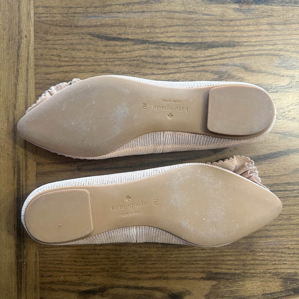 Kate Spade Flats Metallic Rose Gold Suede Leather Pointed Toe Shoes Sz 7M - Picture 5 of 11